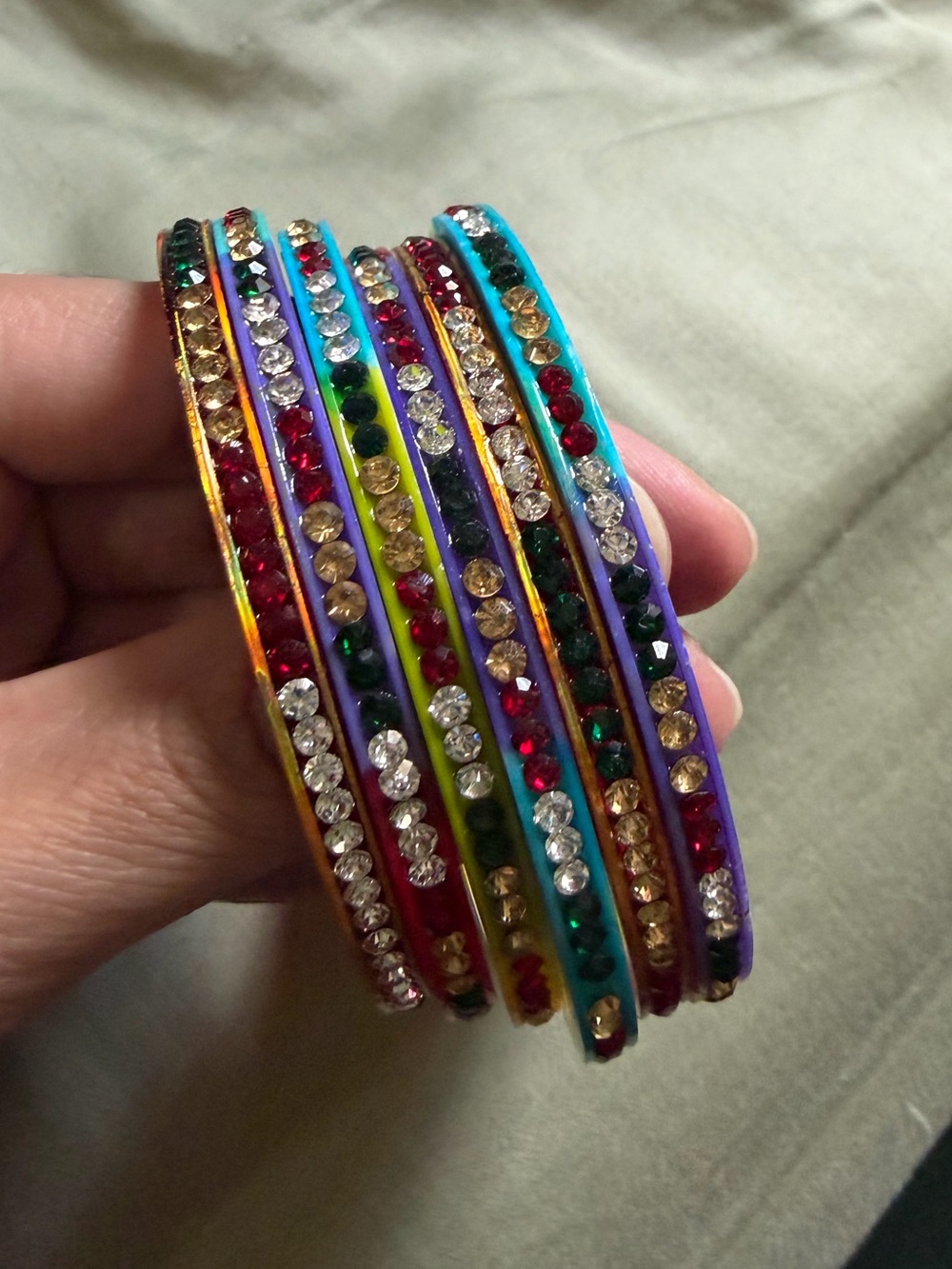 Multicolor Crystal-Embellished Women’s Bangle Set